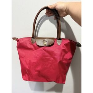 Longchamp Le Pliage Medium Top Handle Tote Satchel  in Classic Red 18x12" READ Z